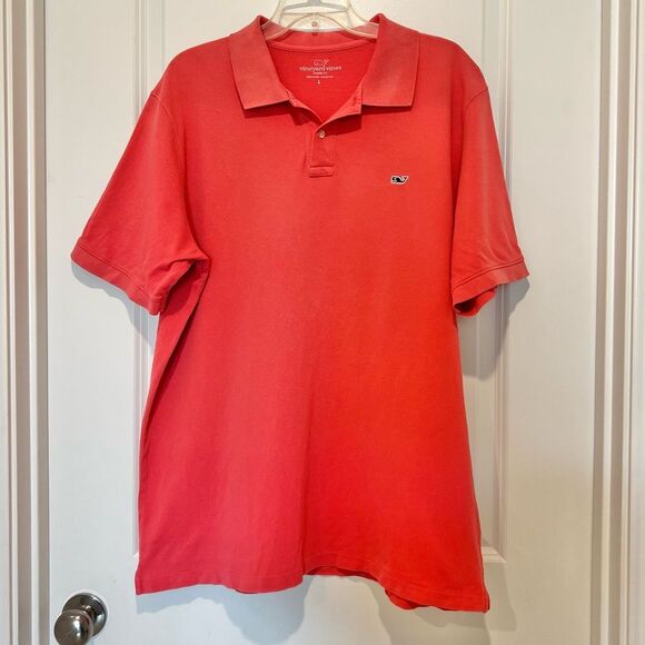 Vineyard Vines Men's Short Sleeve Classic Fit Polo Shirt Salmon Pink Sz. Large - Picture 1 of 15